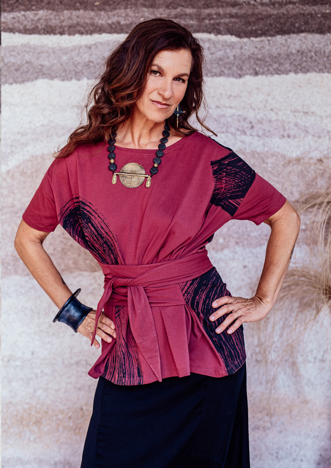 Nami wrap tee Brush stroke