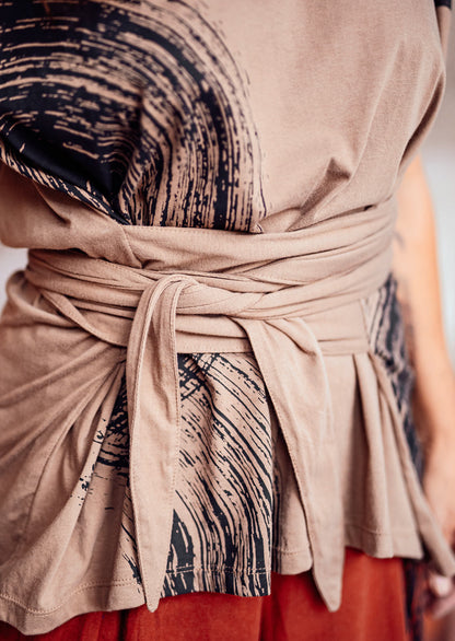 Nami wrap tee Brush stroke