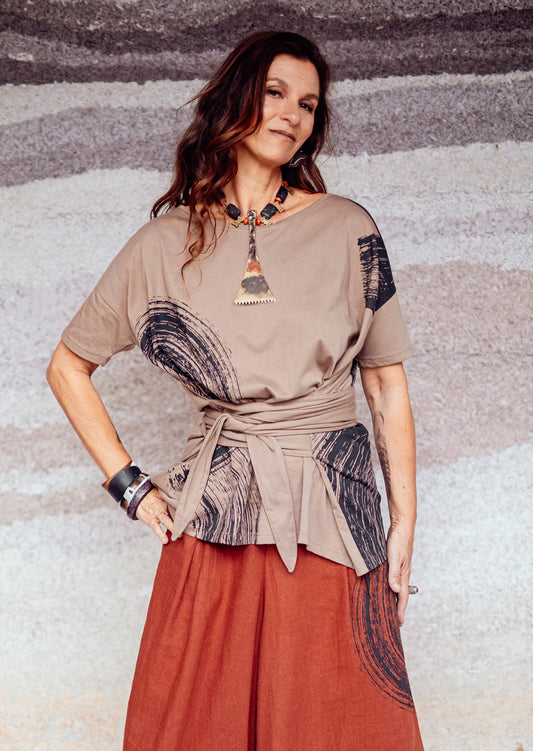 Nami wrap tee Brush stroke